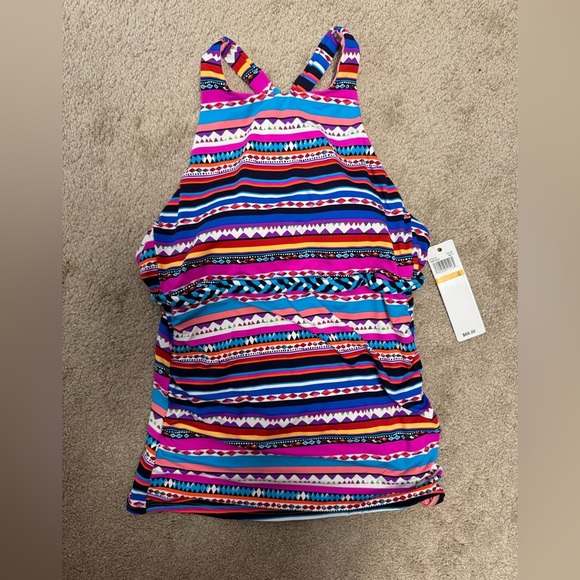Anne Cole High-Neck Tankini Swim Top - Picture 1 of 7